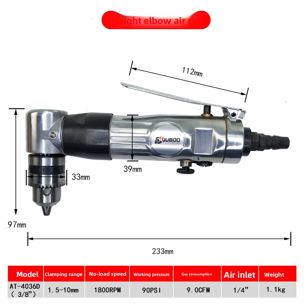 Pneumatic Elbow-Type Right-Angle Air Drill Directional Drilling Machine with Reversible L-Shaped Air Drill At-4036D