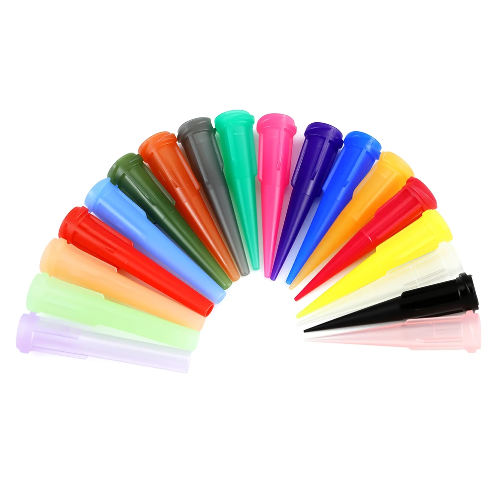 

100pcs Plastic Tapered Pinhead 8G-30G Blunt Tips Adhesive Dispensing Plastic Glue Tips for Industry Oil or Glue Applicator