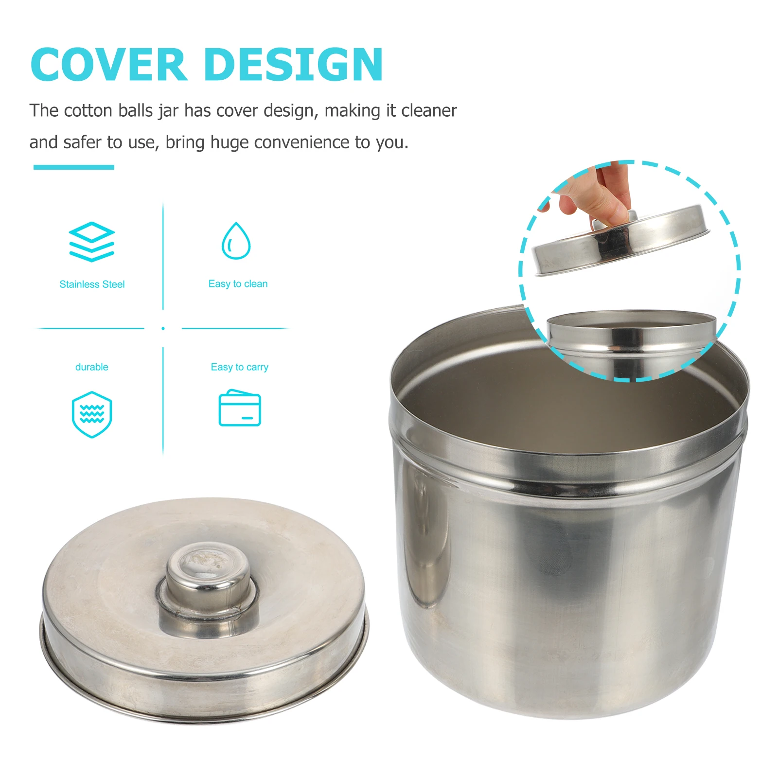 

Stainless Steel Cotton Storage Jar Gauze Container With Lid Corrosion Resistant For Hospital Beauty Clinic Lab Use