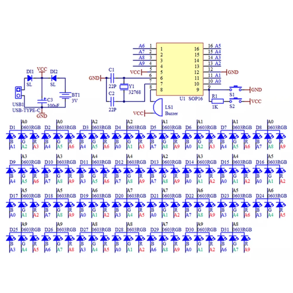 DIY Digital Clock Kit Color LED Digital Tube Buzzer Speaker Clock Electronic Soldering Project with USB Cable