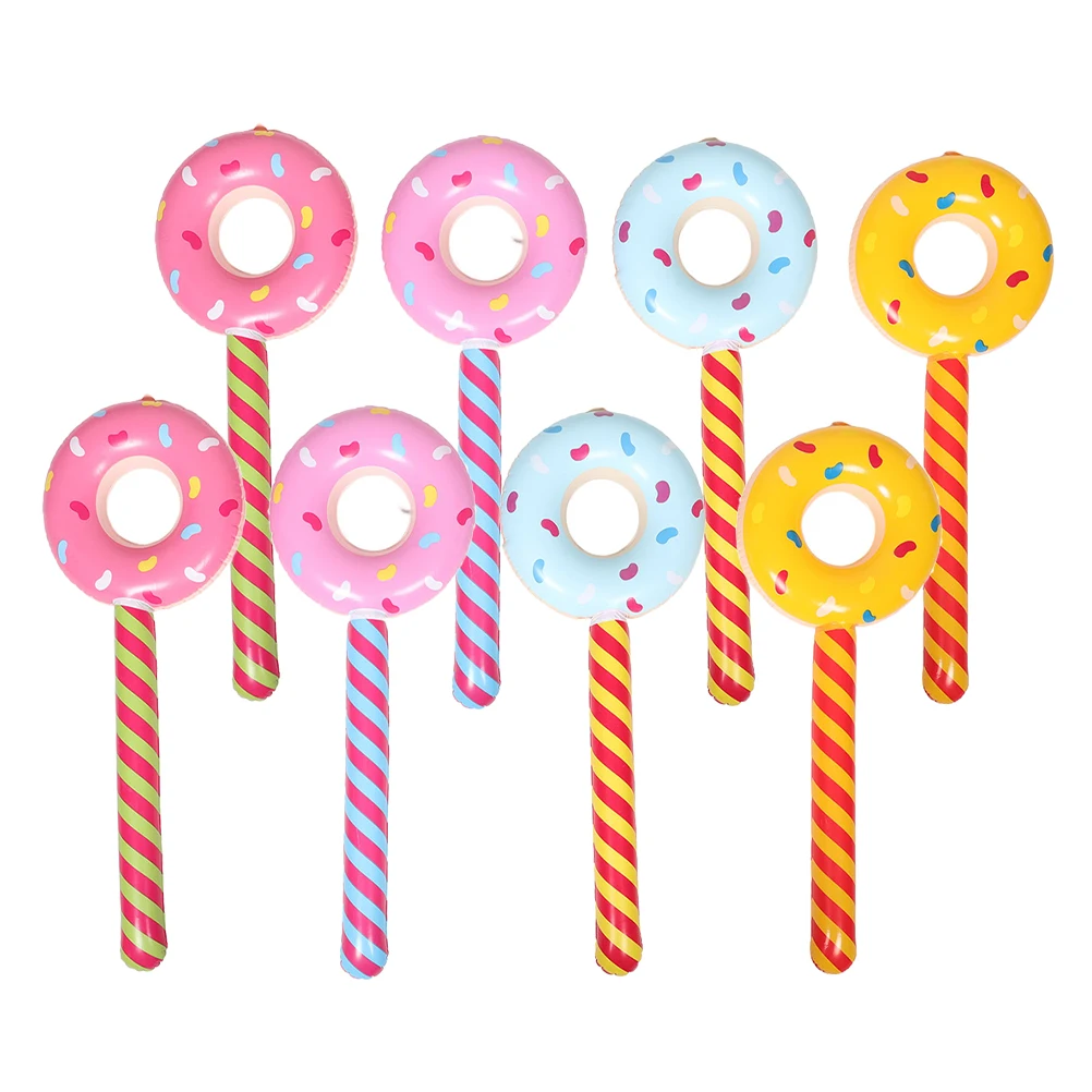 

8Pcs Inflatable Donut Lollipop Stick Cute Cartoon Design Candy Themed Party Decorations Easy Inflate Birthday Props