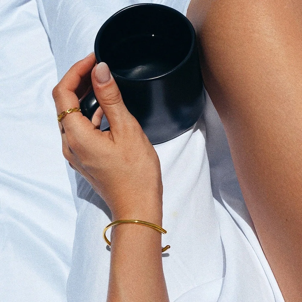 Minimalist Openwork Cuff Bracelet - 18K Gold-Plated Stainless Steel Open Bangle for Women's Jewelry