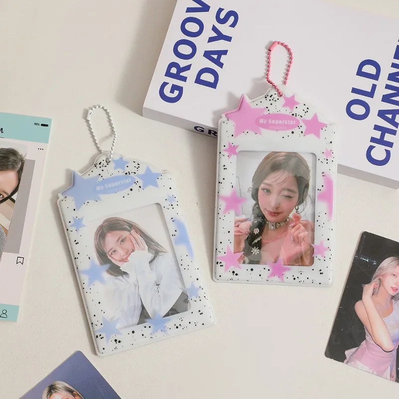 Korean Ins Trend Star Card Holder Kpop 3 Inch Photo Card Case with Transparent Display Windows Cute Girl ID Card Storage Pendant