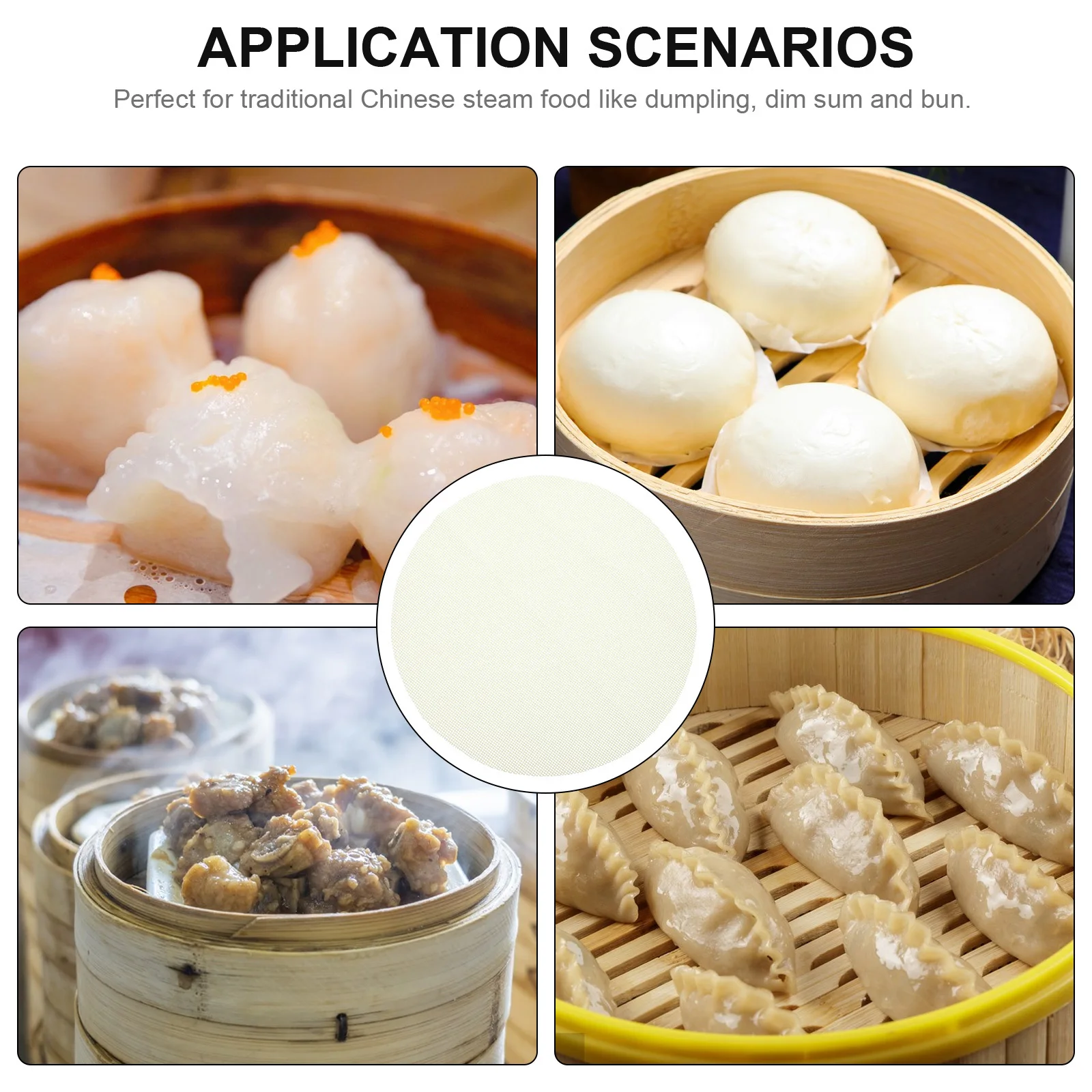 

3Pcs Steamer Liners Non Stick Silicone Mesh Mats for Dumplings Buns Reusable Kitchen Steaming Pads Basket Liners