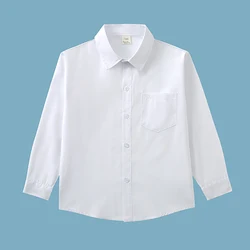 Boys Blouse Letter Embroidery Shirt Boys Casual Style Children White Blouse School Clothes For Boys 6 8 10 12 14