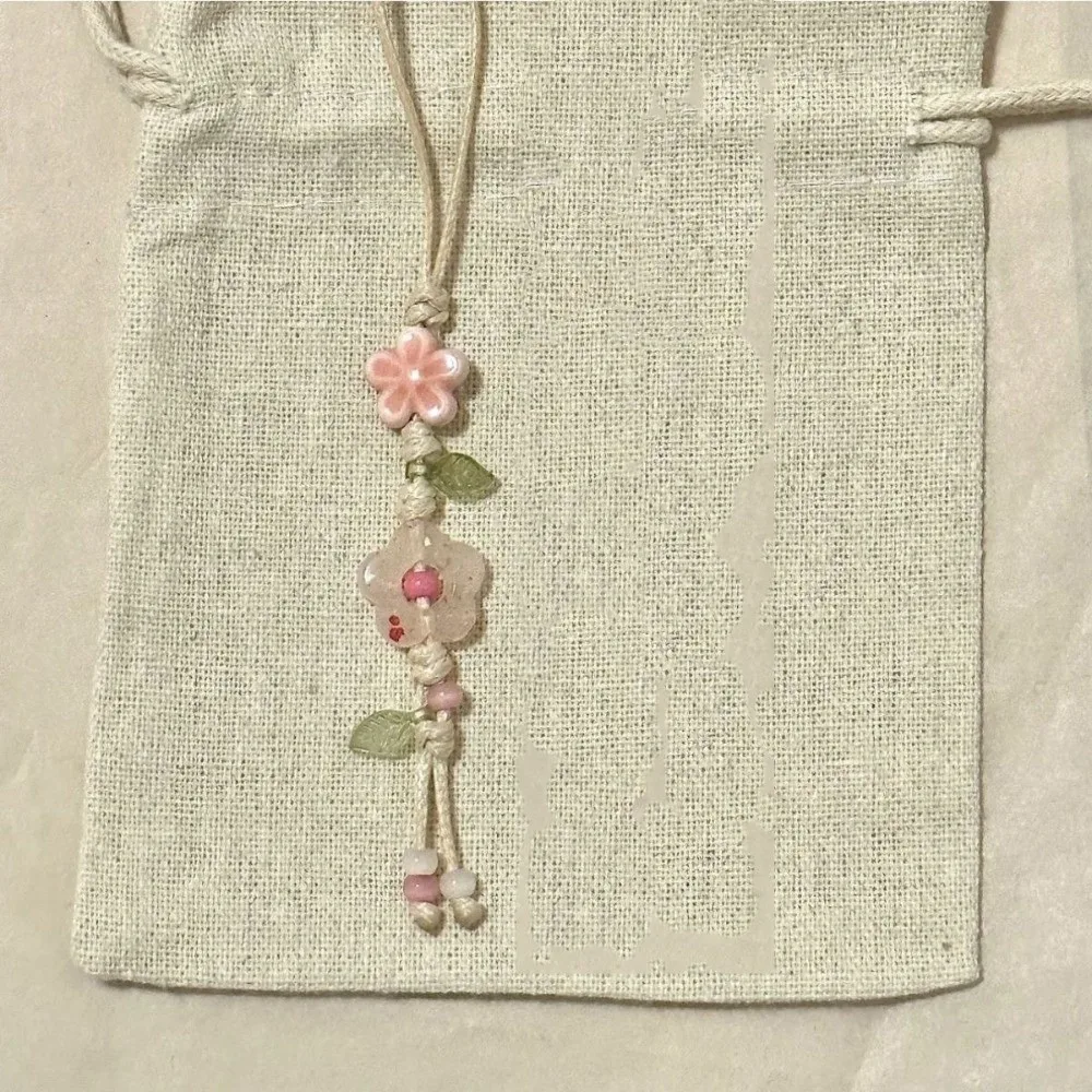 Ceramic Beaded Star Flower Phone Charm Bag Decoration Pastel Colors Mobile Phone Strap Kawaii Anti Loss Phone Lanyard