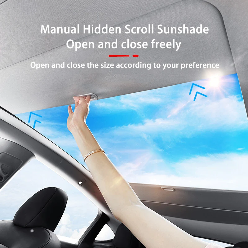 For Tesla Model Y Juniper 2025 2026 Manual Hidden Scroll Sunshade Effective Insulation Easy-to-Install Skylight Manual Sunshades