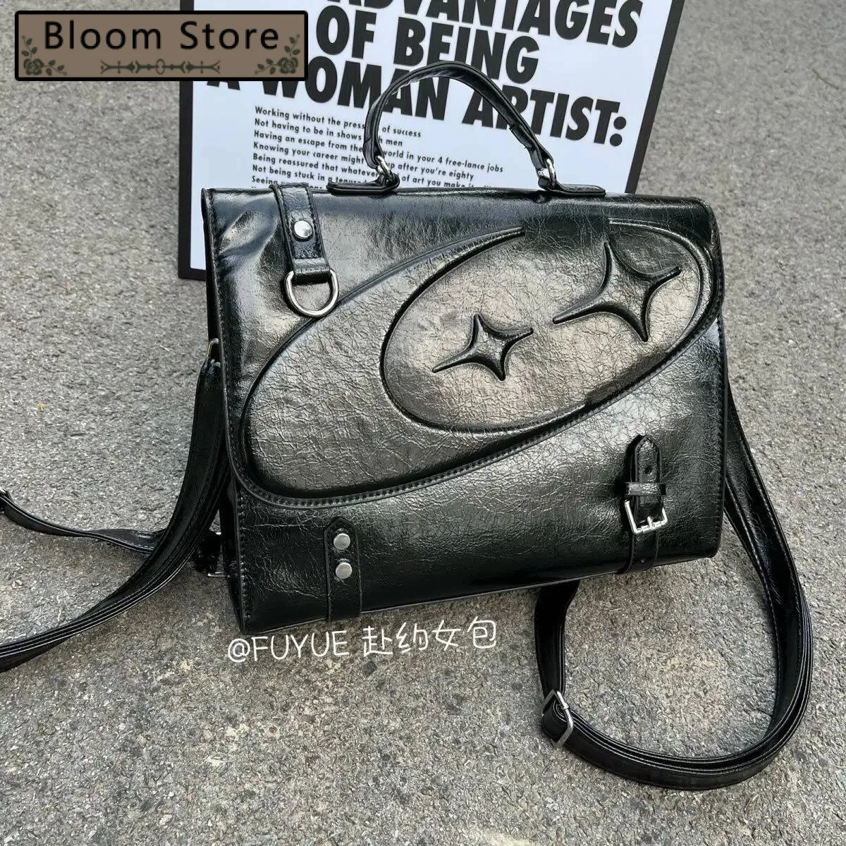

Bloom High Street Y2k Schoolbag Women Preppy Style Handle Chic Black Female Haruku Aesthetic Mini Backpack Students