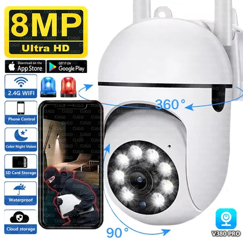 Cámara de vigilancia de seguridad inalámbrica WiFi 4K 8MP visión nocturna en Color AI seguimiento humano Audio bidireccional cámara IP con Zoom Digital 4X