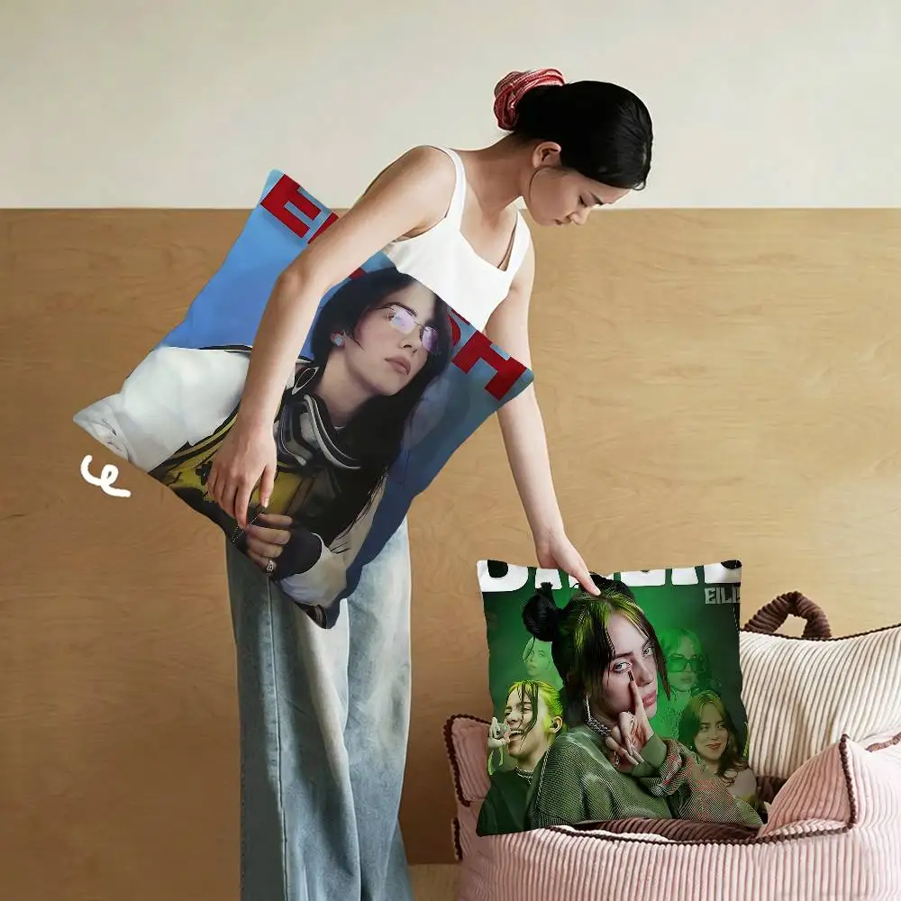 Fashion B-Billie E-Eilish Singer Maple Design Cushion Cover Happy Autumn Harvest Decor Holiday Decorati Pillow Cover