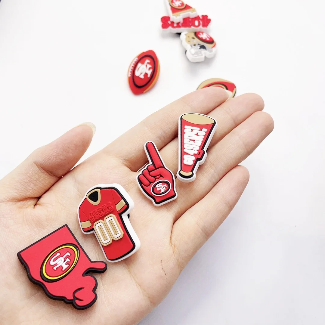 10pcs Football Shoe Charm for Clogs Bubble Slides Sandals PVC Decorations Accessories Sports Charms for  Men Girls Boys Gifts