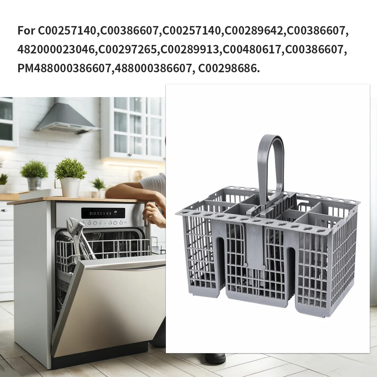 Replacement Dishwasher Cutlery Basket for Whirlpool Hotpoint Indesit Bauknecht Ikea OEM488000386607C00386607 C00257140 996738729 view 6