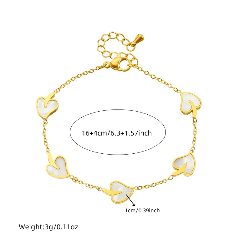 LAMENGLY 316L Stainless Steel Trendy Fun 5 Peach Shell Series Bracelet For Women Girl Novel Elegant Wrist Chain Jewelry Gifts