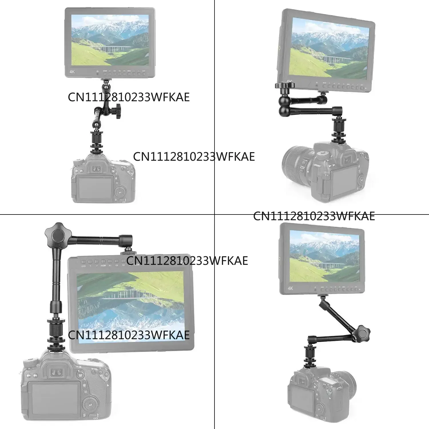 Magic Arm 11 inch Articulating Arm Magic Friction with Hot Shoe Mount & 1/4 inch Tripod Screw for DSLR Camera Monitor LED LCD