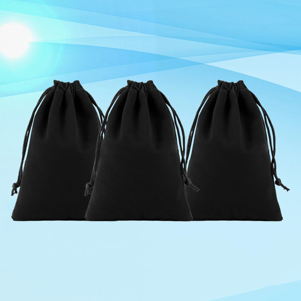 

3Pcs Dryer Pouch Flannel Drawstring Bag Black 25x35 Cm Multifunction Lint Storage Pouch for Jewelry Gift Use