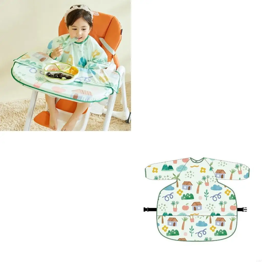 

Completes Protections Infant Bibs with Sleeves & Spill Proof Smock Portable Designings for Eating & Crafts 4XBC