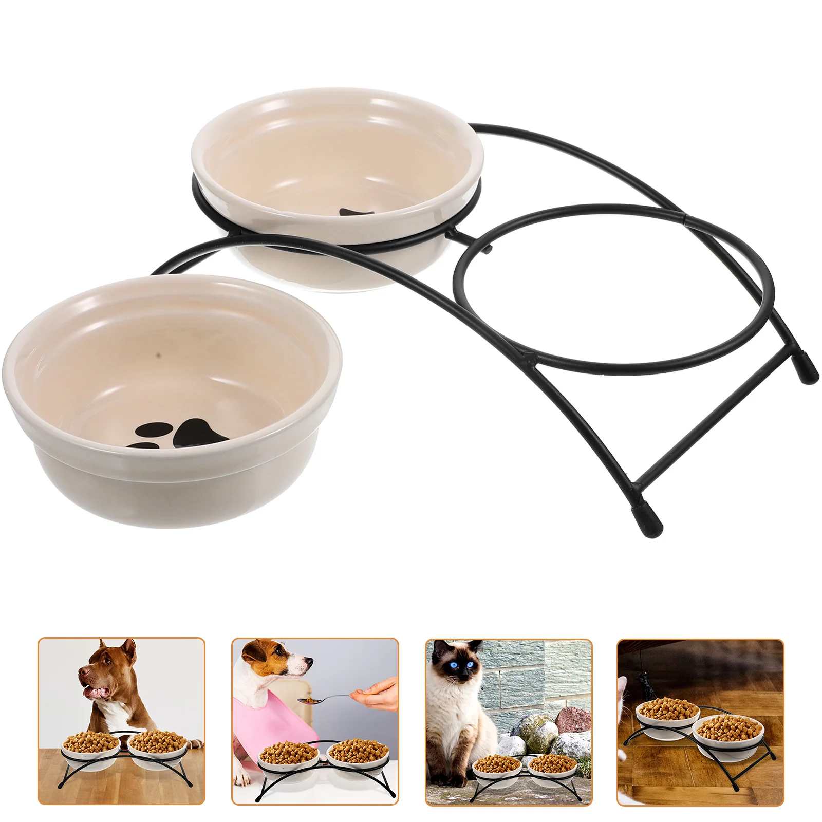 

Ceramic Cat Nonskid Base Cat Bowls Stainless Steel Feeder Bowl For Feeding Container Puppies Dogs Kittens Pet Supplies