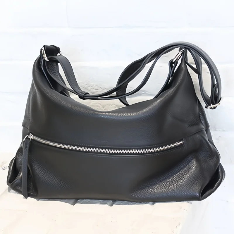 

Slouchy 100% Soft Cowhide Large Crossbody Bag Women Shoulder Bag Solid Color Versatile Tote Purses Genuine Leather Messenger Bag