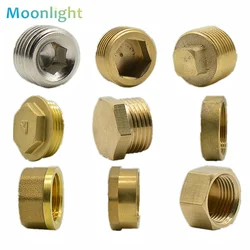 1/8 1/4 3/8 1/2 3/4 Male Female Thread Brass Pipe Hex Head End Cap Plug Fitting Quick Connector Brass Universal Faucet Adapter