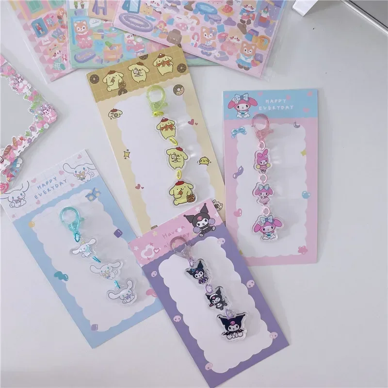 Porte-clés en acrylique Kuromis Pom Purins pour filles, dessin animé Kawaii, Cinnamonrolls, pendentif sac à dos mélodile, décoration mignonne, cadeaux