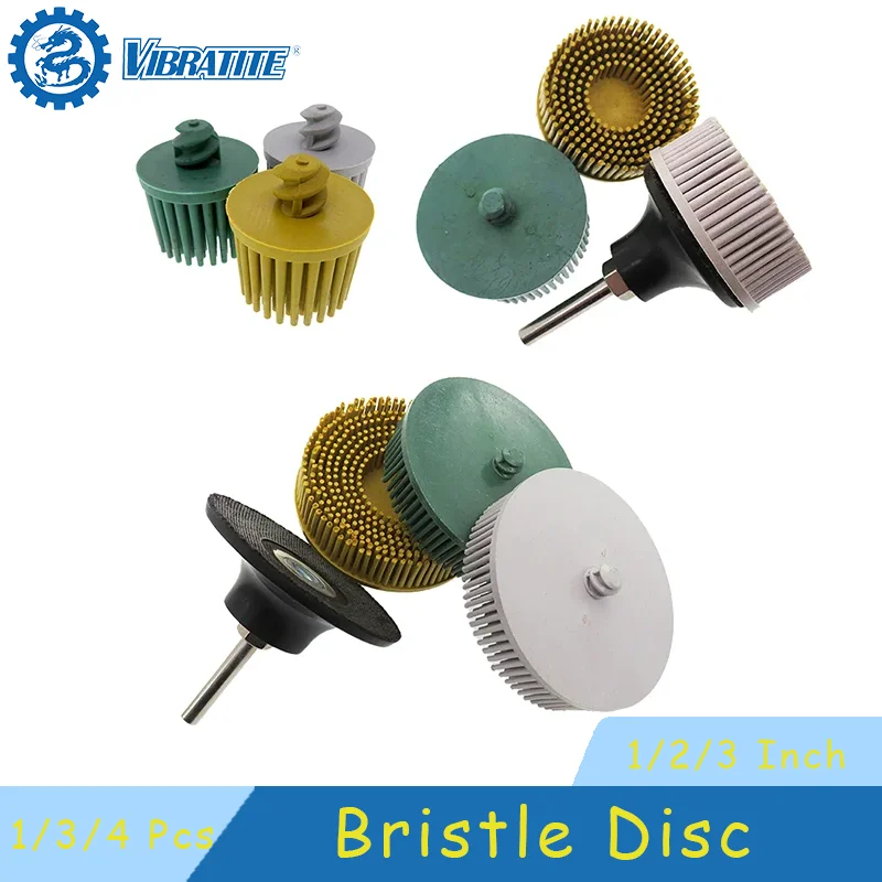1/2/3 Inch Bristle Disc 1/3/4 Pcs Abrasive Brush Deburring Electric Disc Brush Coating Removal Disc for Metal Deburring Blending