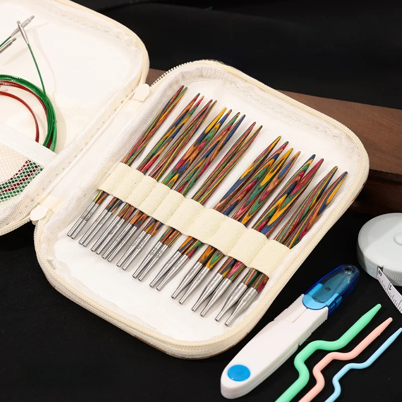 

Высококачественный набор для вязания свитеров своими руками: спицы, инструменты, сумка для хранения, съемный шнурок для спиц, деревянное кольцо