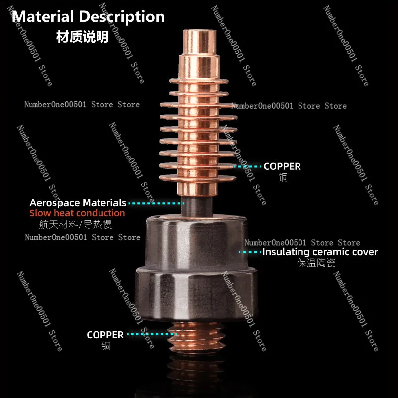 V2 Ceramic Heat Break Throat for 3D Printer Hotend MK8 Upgrade Wear Resistance High Temperature view 4