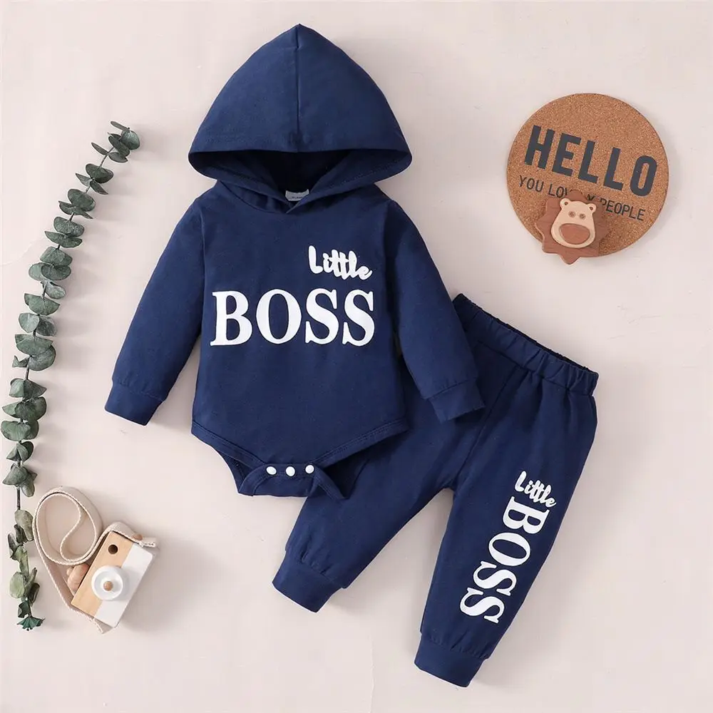 Newborn Infant Baby Boys Cotton Hooded Suit Set Pant Set Autumn Winter Boys Hoodies Pullover Sweatshirt Sportswear Tracksuits image 3