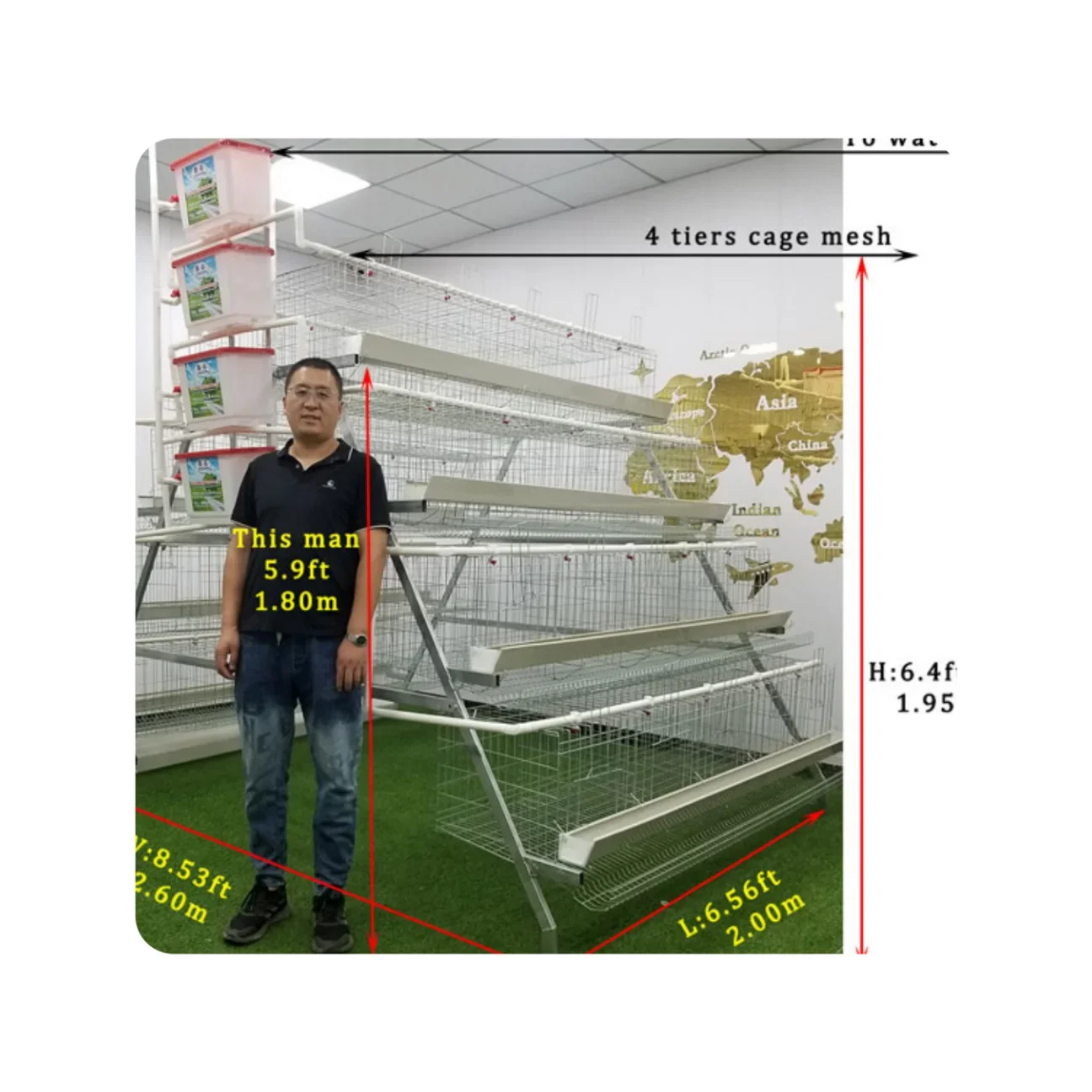 4 Tiers 128 Chickens Breeding Poultry Layer Cage Galvanized  Laying Hens Chicken