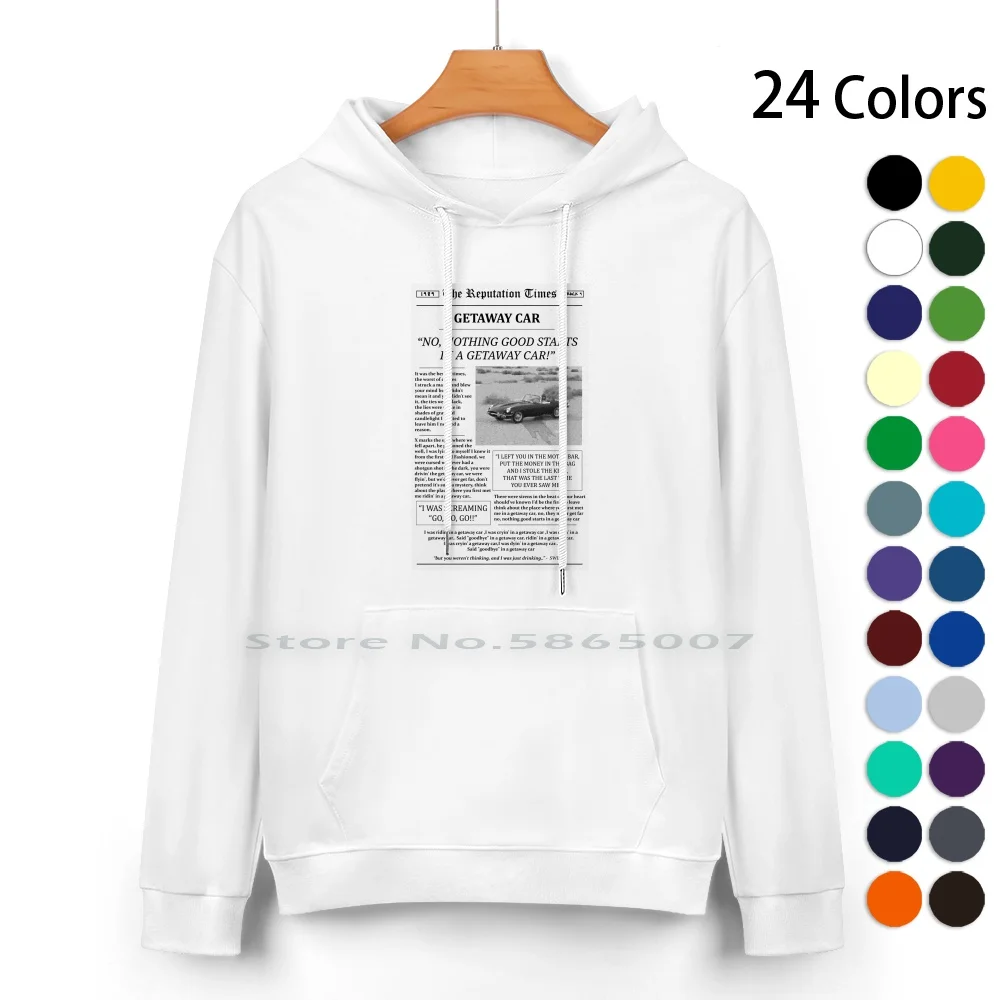 Getaway Car Pure Cotton Hoodie Sweater, Suéter de jornal, 24 cores, canções 1989, Ts7, Speak Now Lover, Fearless Repability, vermelho, Swiftie você