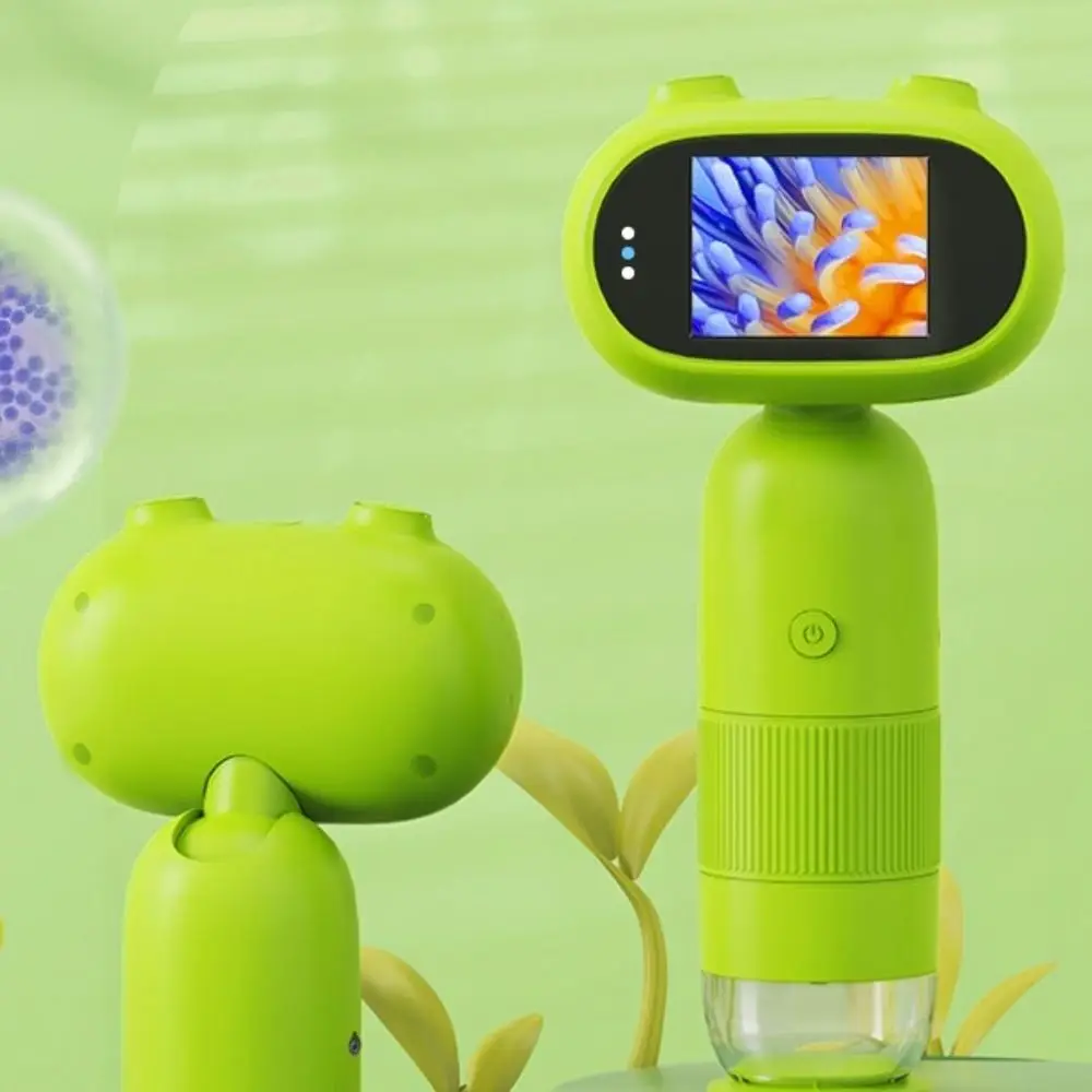 Handheld 1000X Kids Microscope 8 LED Light Photo Digital Microscope Green Video Function Electronic Magnifier Toys