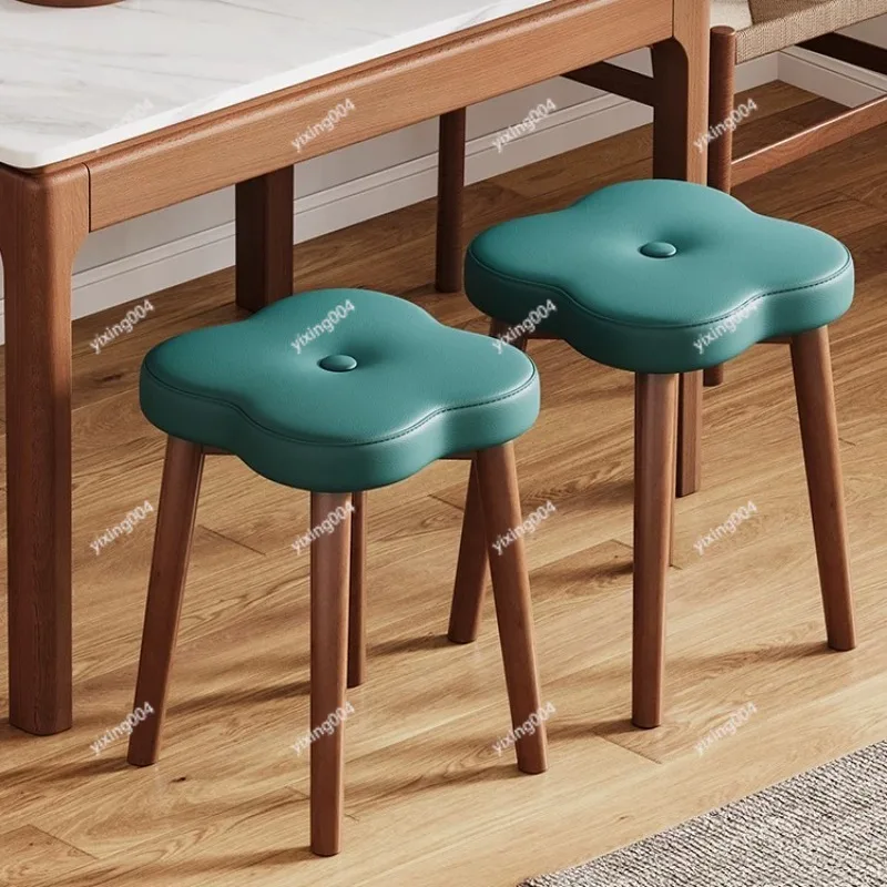 Creative Solid Wood Stool, Stackable Modern Dining Seat for Living Room Bedroom Study Makeup