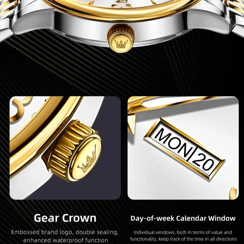 OLEVS 2928 Luxury Brand Men's Watch Classic Waterproof Stainless Steel Digital Scale Calendar Week Business Quartz Men's Watch