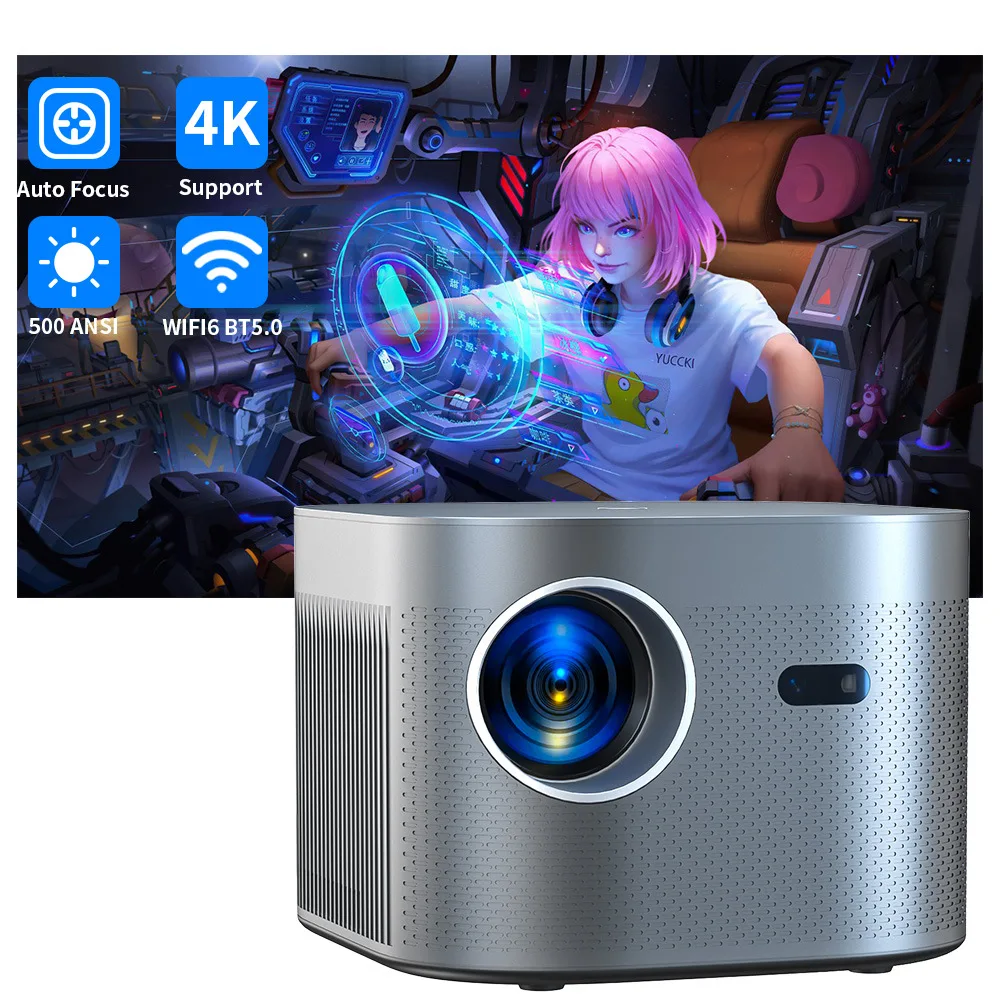 ZXY LONNST L33 Smart Projector Keystone Correction Manual Zoom 3D Features DLP Lens 4K Max Portable Wi-Fi Android 11 OS LED Lamp