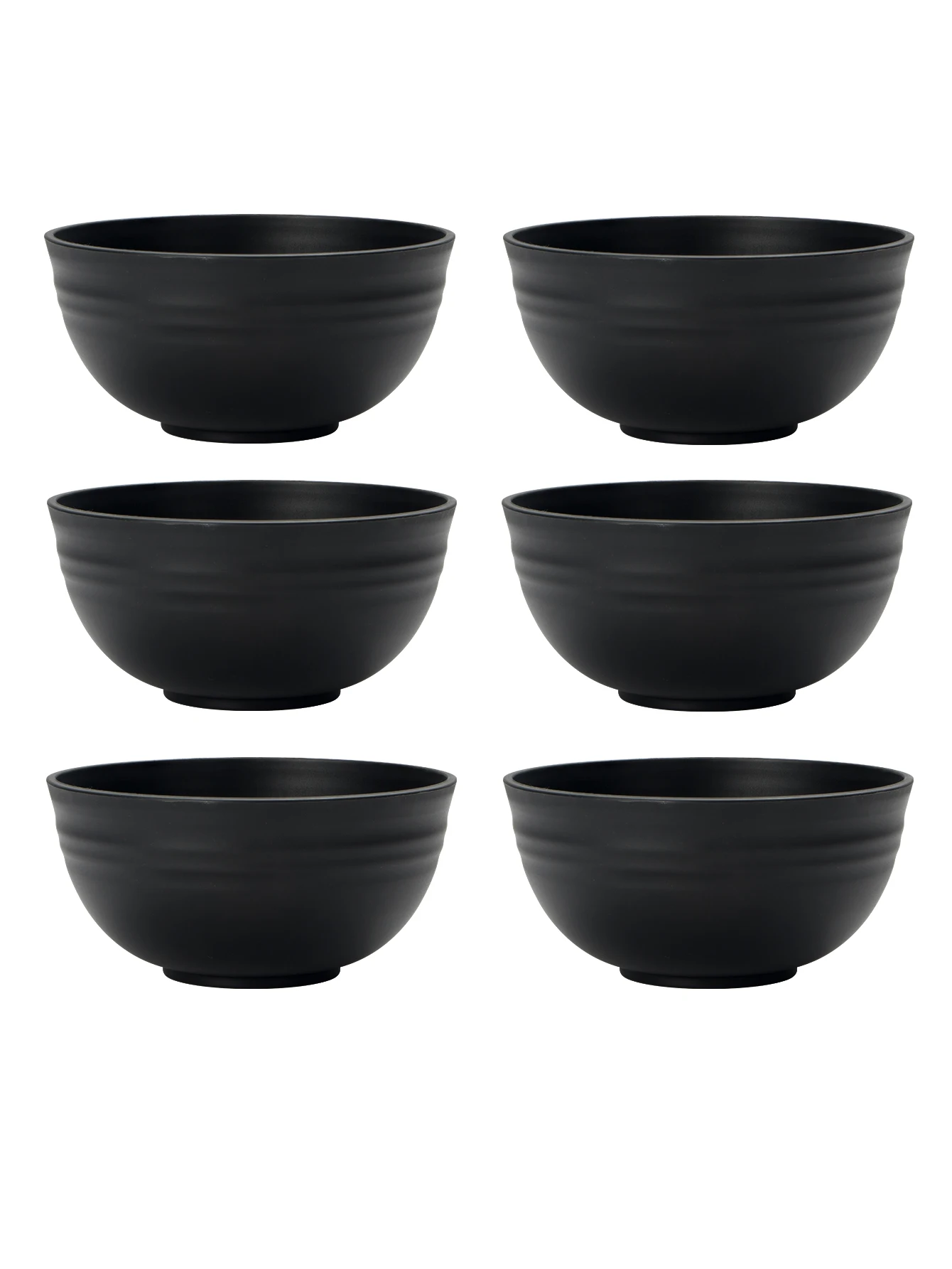 4/6/8pcs  Black grain bowl Reusable household plastic dinner bowl can hold food dessert grain outdoor camping bowl