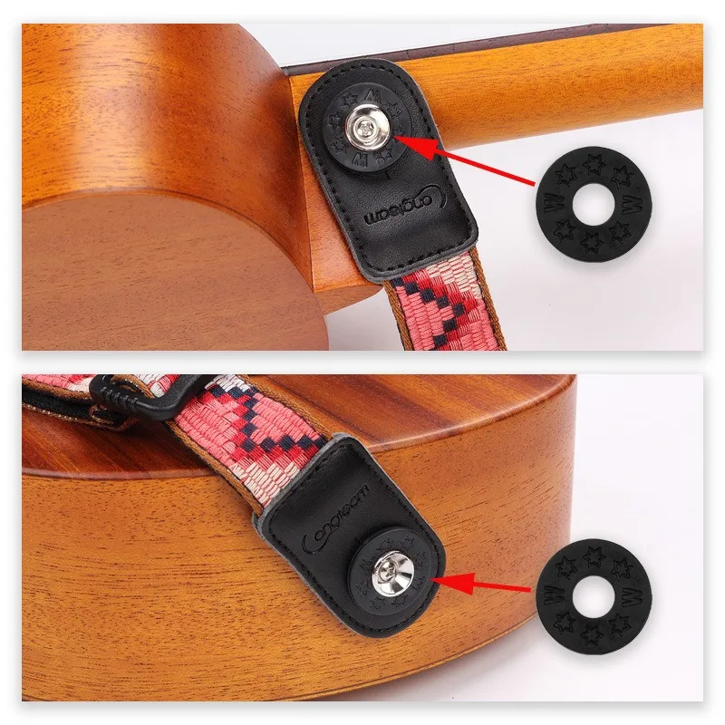 Guitarra Correia de Pescoço com Acessórios, Anti Slip e Anti Release, Guitar Head Strap Set, Suporte, Botão, Bass Safety Lock