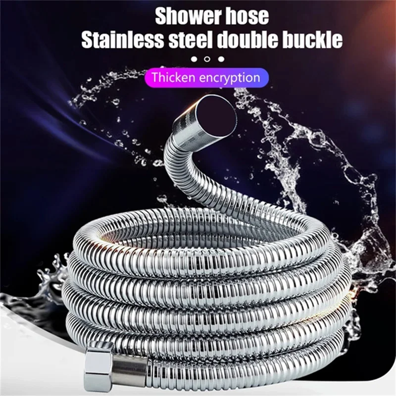 1.5m/2m/3m Stainless Steel Handheld Shower Hose Bathroom Shower Water Flexible Hose Extension Plumbing Pipe Bathroom Accessories