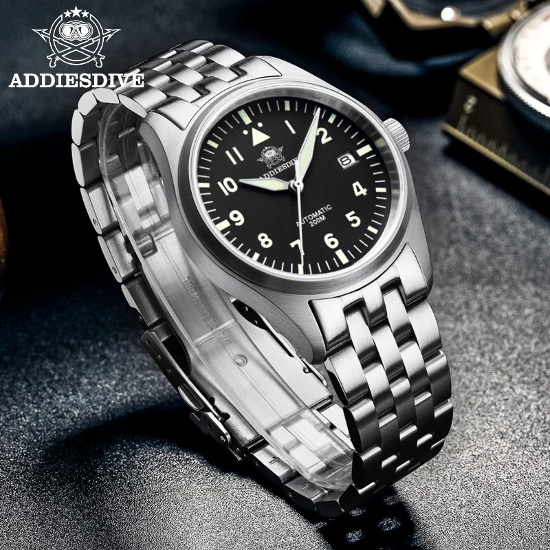 ADDIESDIVE Luxury Men's Automatic Mechanical Watch Stainless Steel Sapphire Glass Watch 200M Waterproof Couple Analog Watch