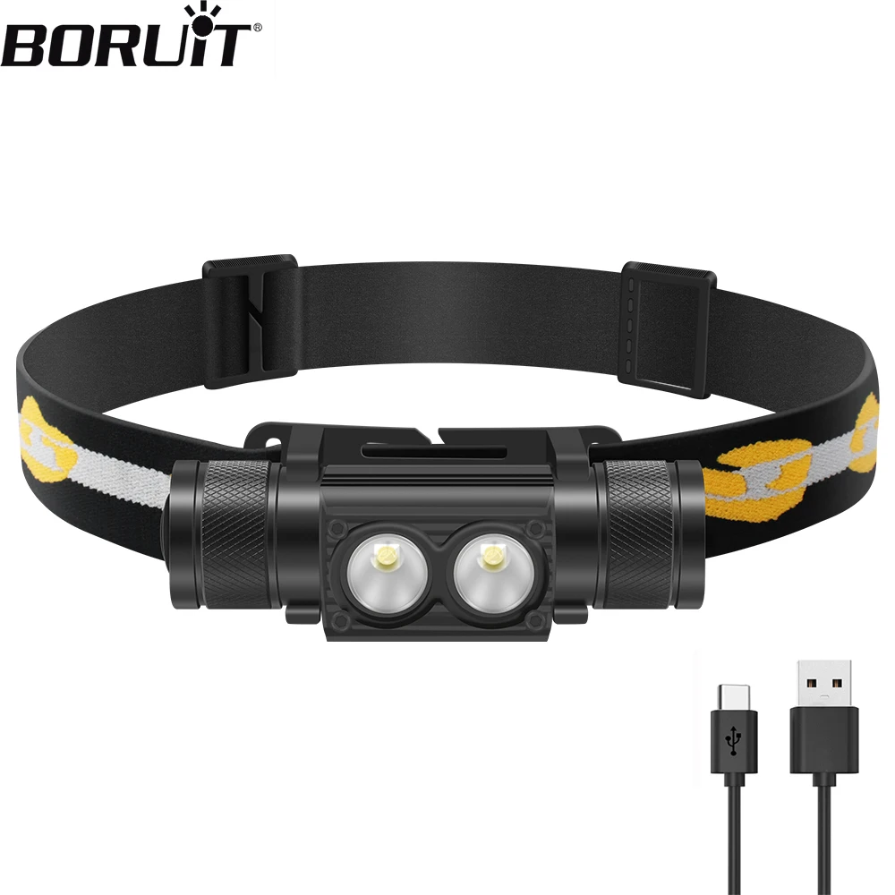 

BORUiT D25 LED Mini Headlamp High Power 2000lm Headlight 18650 Rechargeable Head Torch Camping Fishing Waterproof Flashlight