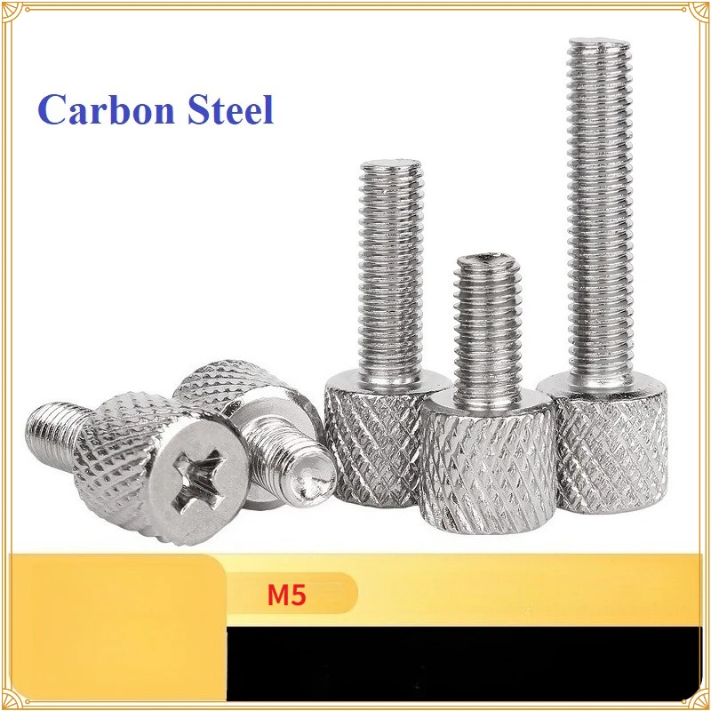 

Guangluo M5 Carbon Steel Chrome Plated Knurled Thumb Screws High Round Head Hand Tighten Screws Cross Cylindrical Head Bolt