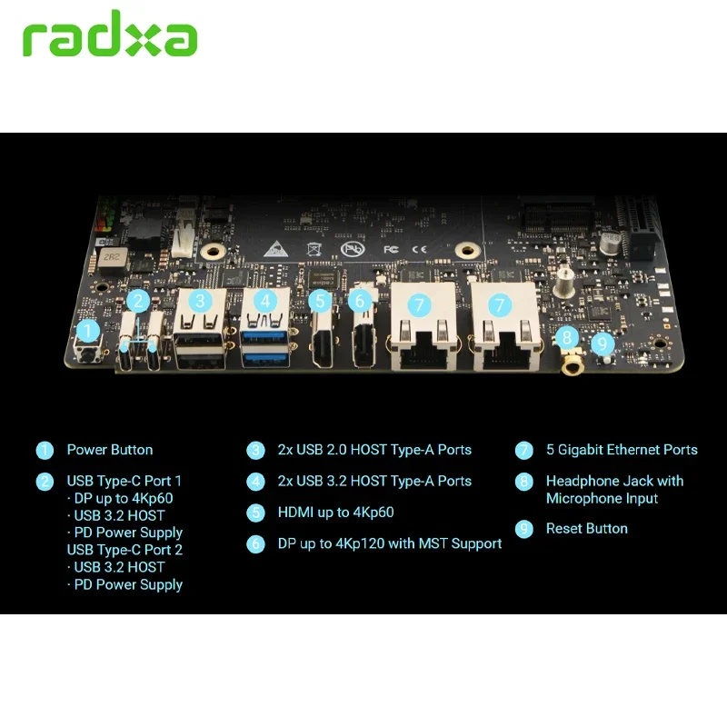 Scheda madre Radxa Orion O6 mini-ITX con acceleratore AI 30 TOPS Cix P1 12 core Armv9 SoC