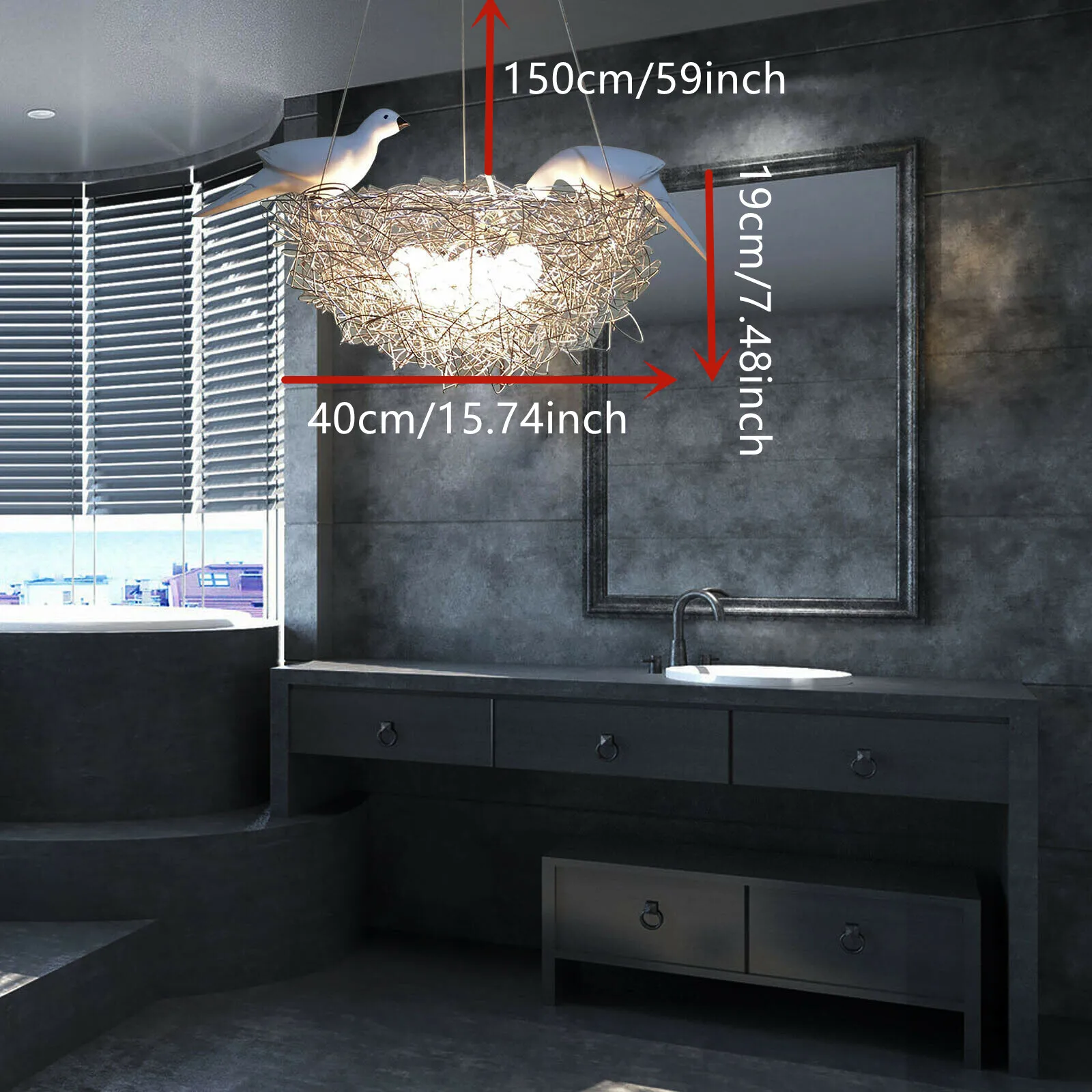 LED Bird's Nest Chandelier Pendant Light 5 LED Bulbs Adjust Bedroom Fixture Lamp Ceiling Lamp AC110V-220V