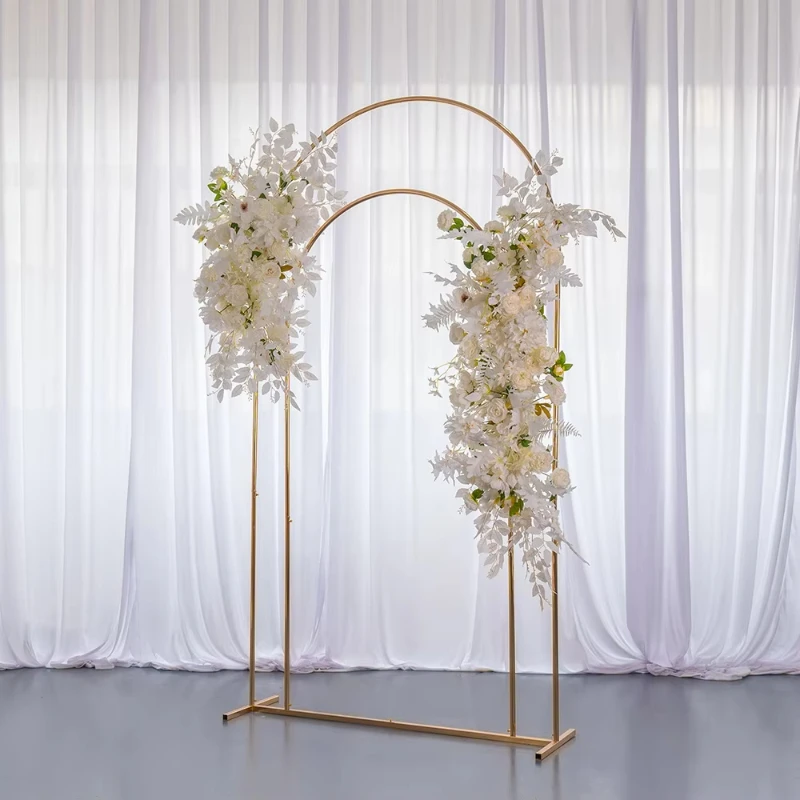 

Custom 7.2ft Gold Floral Metal Arched Balloon Frame Background Stand Modern Iron Birthday Party Supplies Wedding Decor