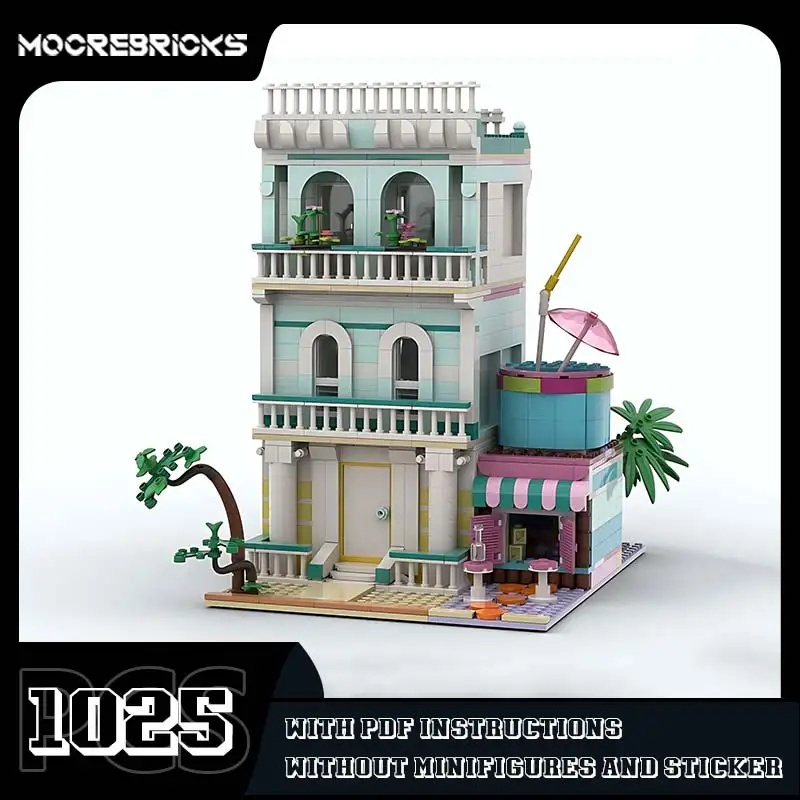 New Beach House Model Bricks Kit MOC-101782 City Architecture Scenery Building Blocks Ultimate Collectible Toy Children's Gift