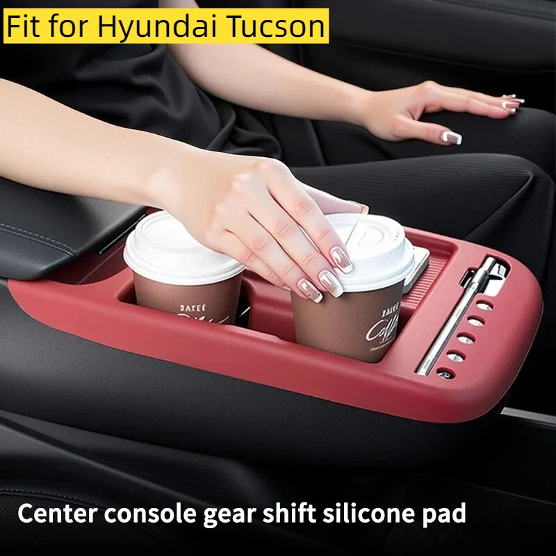 

Waterproof Silicone Center Console Pad - Cup Holder Mat Fit for Hyundai Tucson L 2021-2026, Anti-Slip Car Interior Accessory