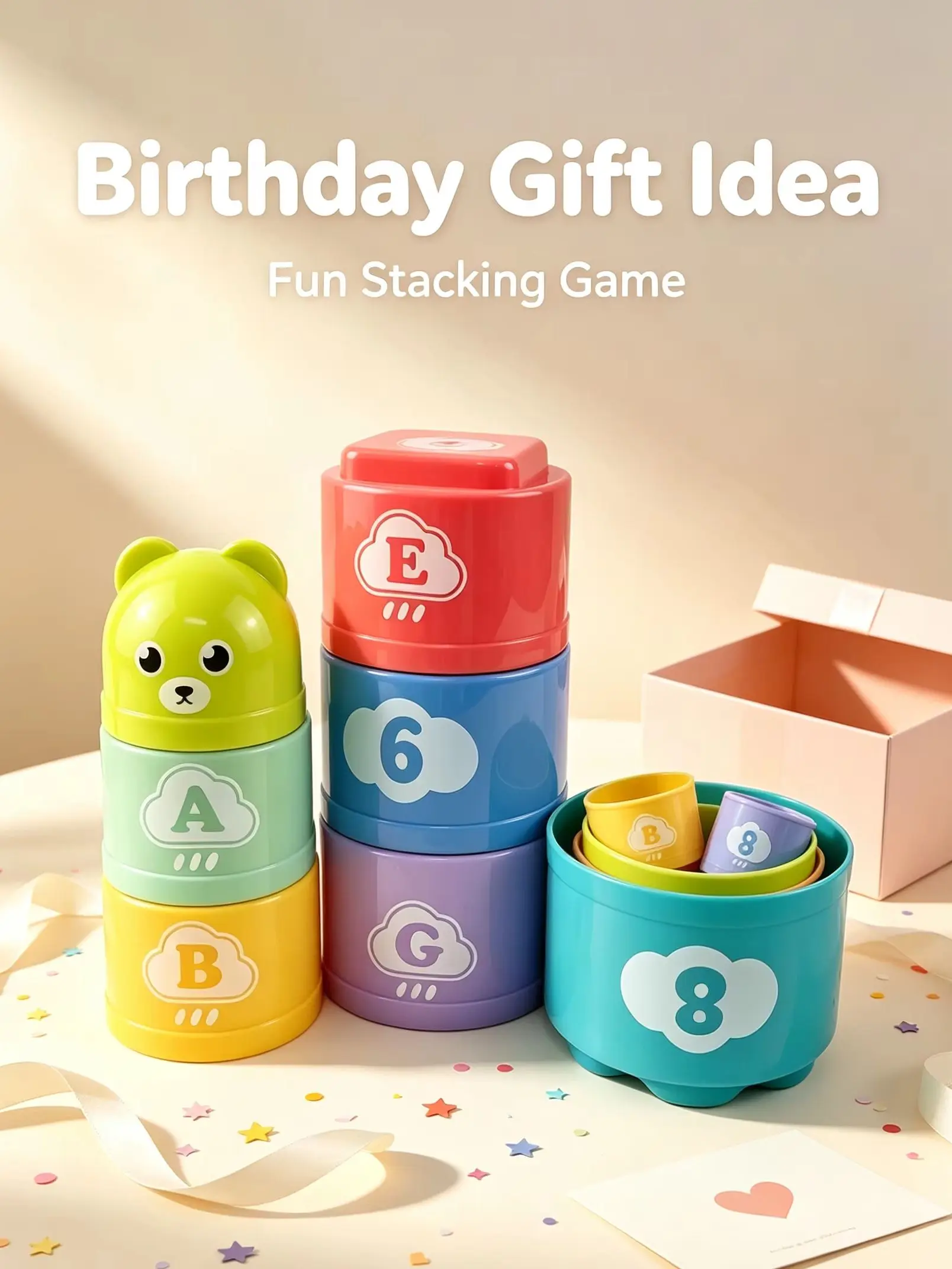 Rainbow Foldable Stacking Cups Early Educational Toy Color Sorting Hand Speed Training Competition Puzzle Birthday Gift