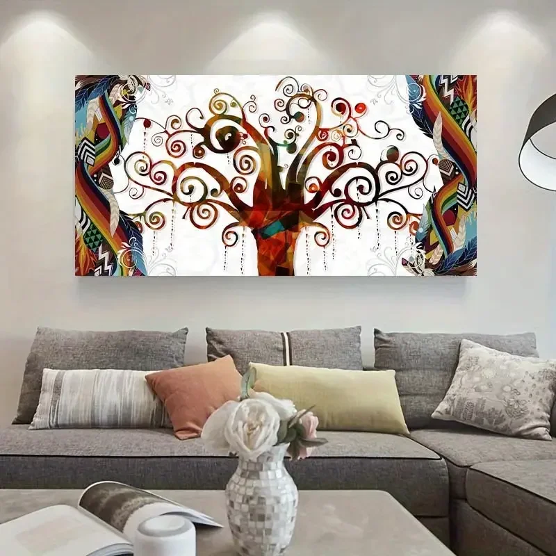 Large-sized 1pc frameless Canvas Painting 1pc Canvas Poster, Modern Art, Tree Of Life Gustav Klimt Landscape Flowers Wall Canvas