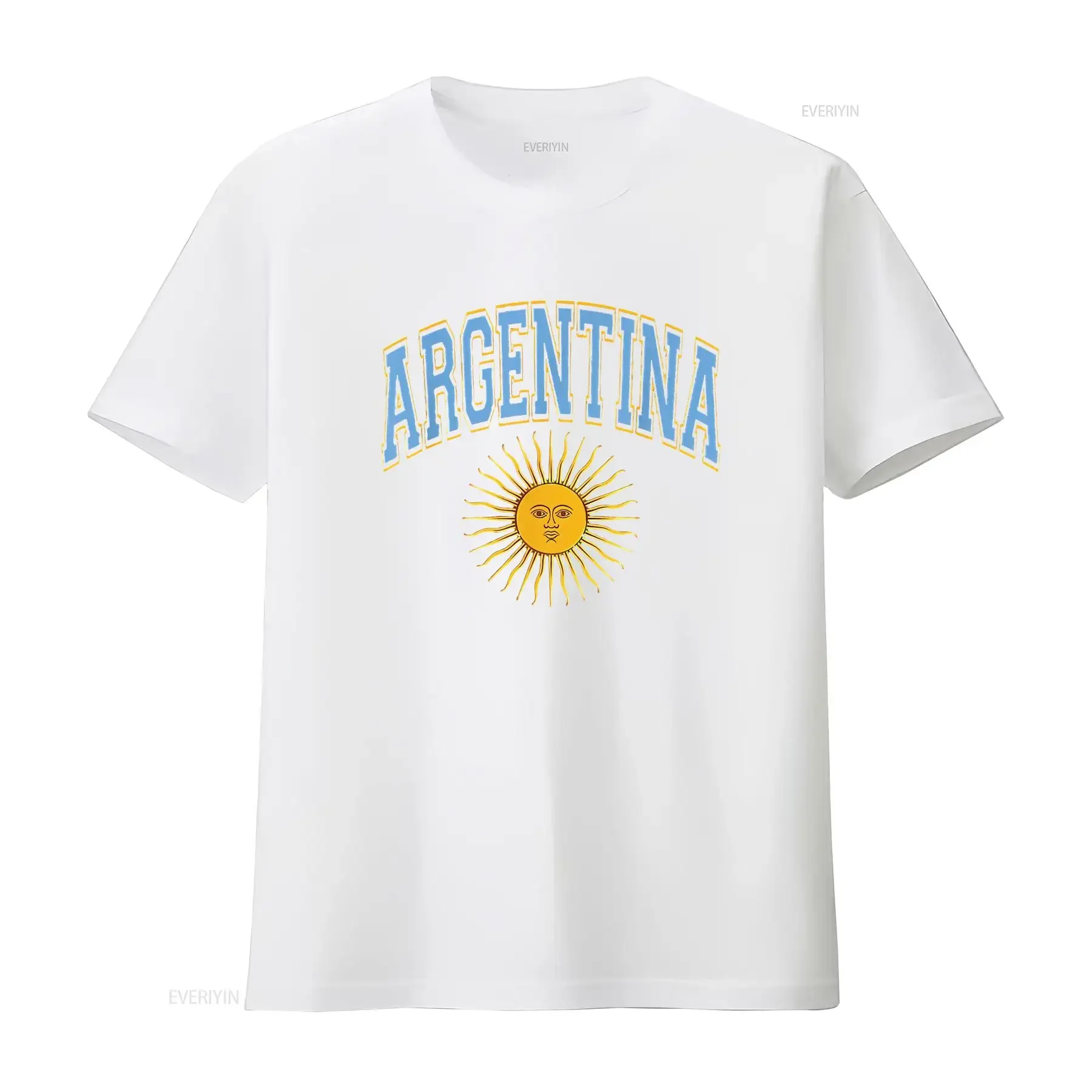 Argentina Varsity Sun Of May Light Blue Text Amber Comfortable  T Shirt for Women Stylish  vintage Washed designer clothes view 4