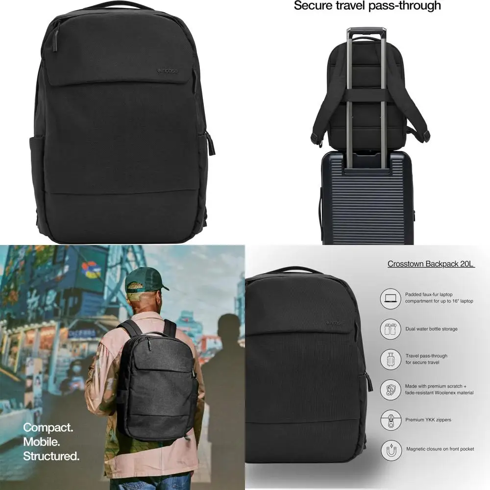 

Рюкзак Itown – 20 л, повседневный рюкзак для ноутбука или работы, путешествий – с отделением для ноутбука 16 дюймов, внешним карманом, креплением для бутылки с водой.