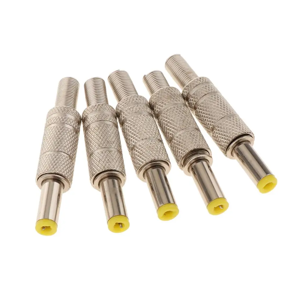5 Pieces DC 5.5x2.5mm Power Plug Welding Adapter Connector Metal